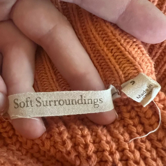 Soft Surroundings women’s muted coral pocket sweater quarter button - Picture 5 of 5